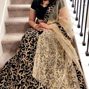Green and gold Lehenga